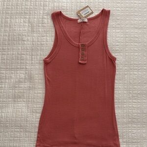 Zenana Outfitters Henley Tank Top - Rose